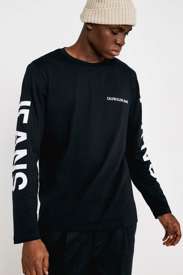 Calvin Klein Jeans Logotipo Institucional Estampado Trasero Negro Camiseta de Manga Larga #3