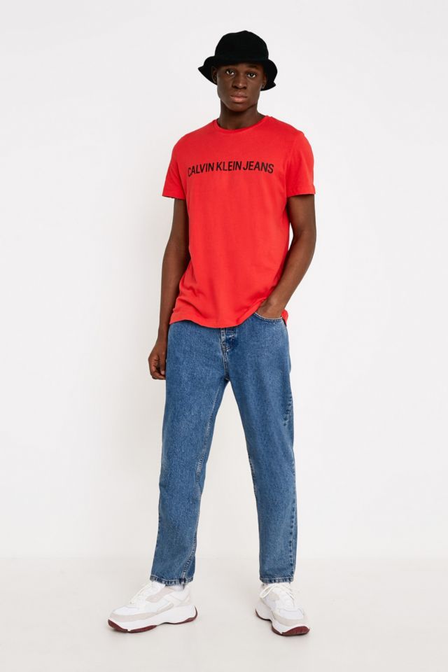 Calvin Klein Jeans Institutional Logo Red Slim T Shirt Urban Outfitters IT