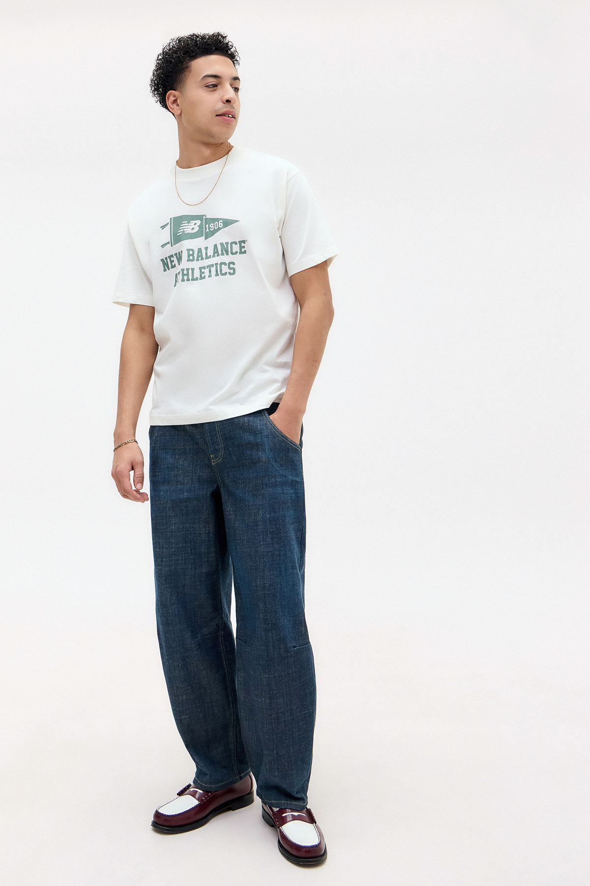 New Balance Ecru Varsity Pennant T-Shirt