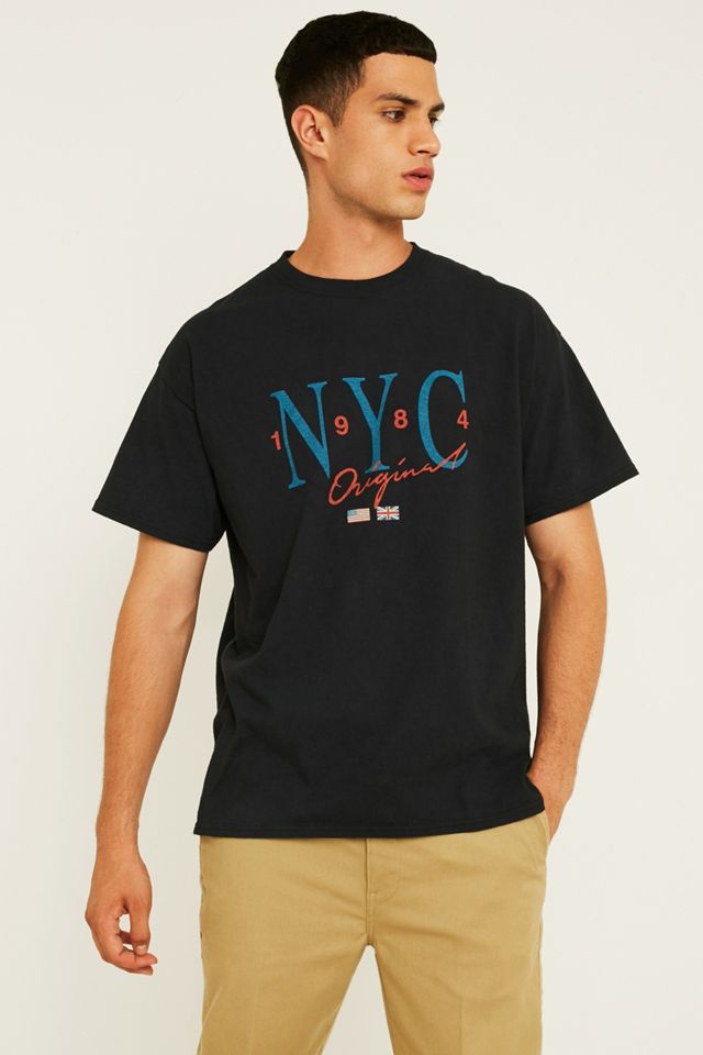UO NYC Washed Black T-Shirt | Urban Outfitters UK