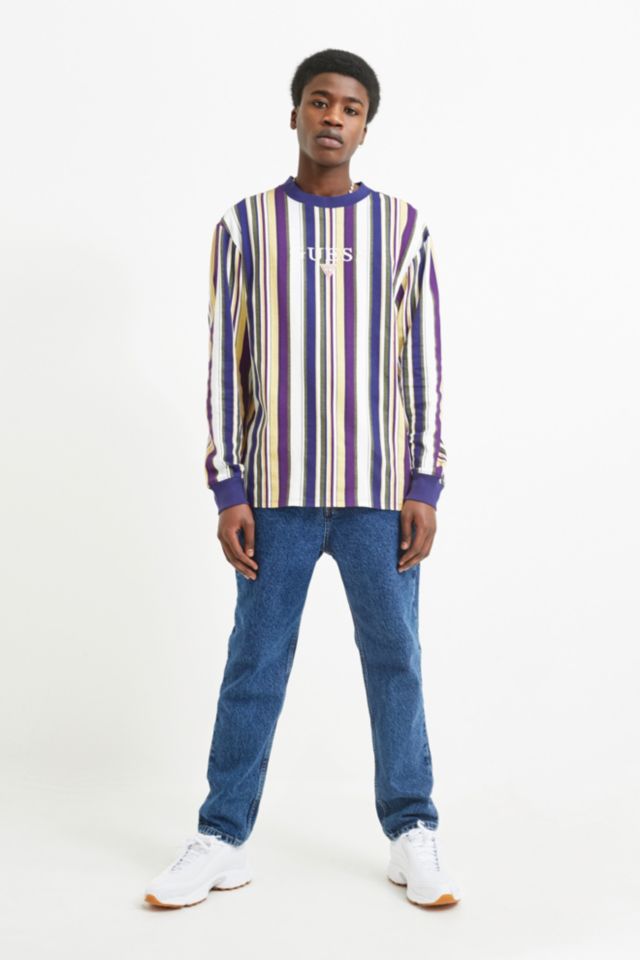 Guess ashton stripe long best sale sleeve tee