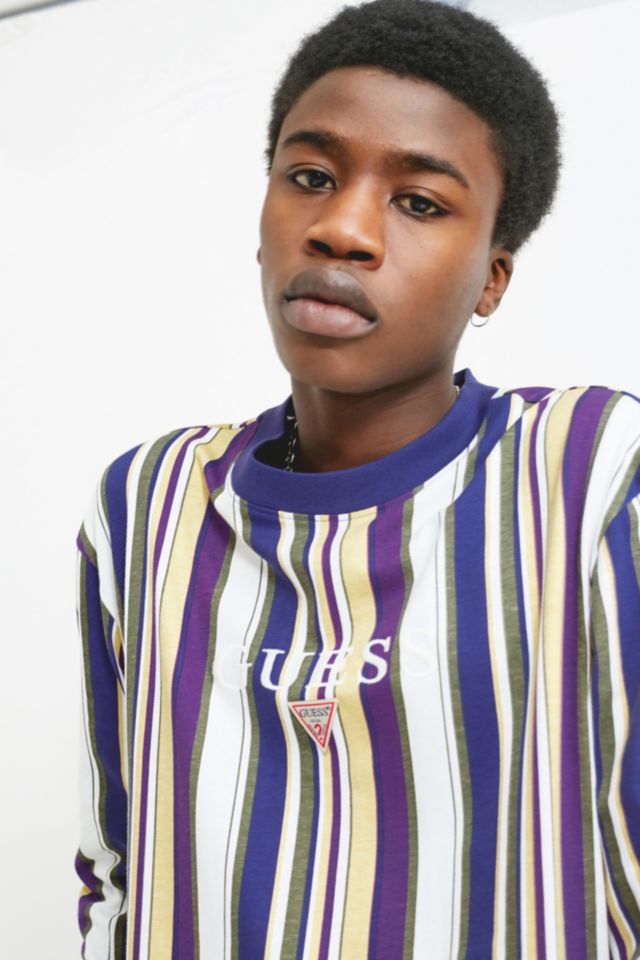GUESS Originals Ashton Striped Long Sleeve Crew Neck T Shirt Urban Outfitters UK
