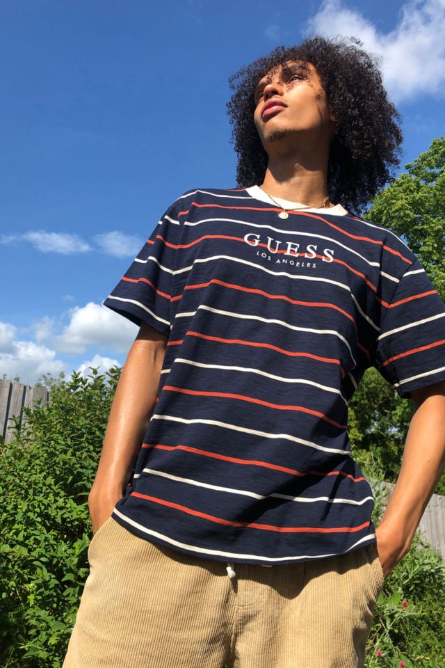 Guess los angeles t shirt striped best sale