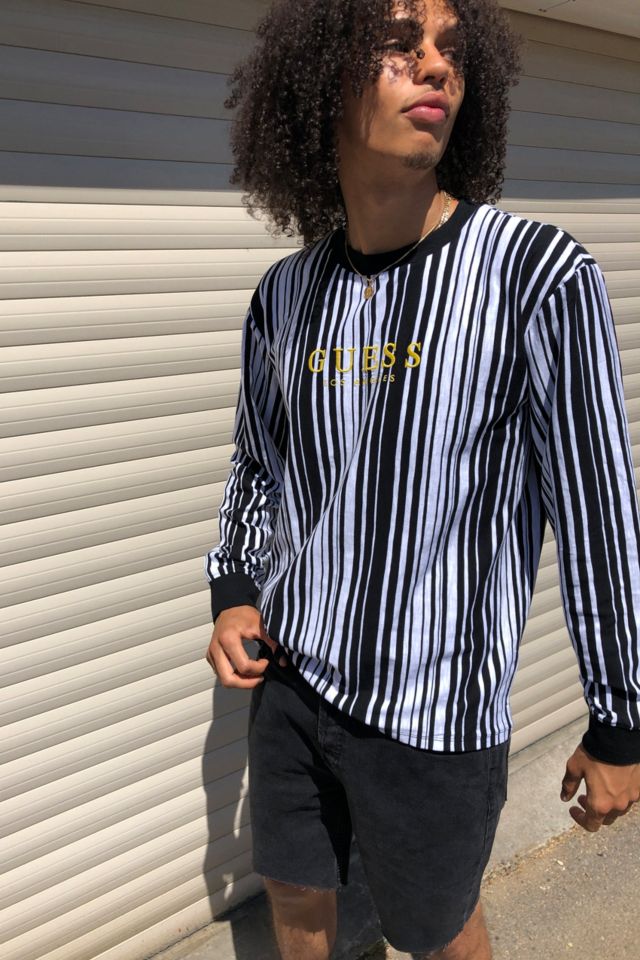 Guess los angeles vertical striped clearance shirt