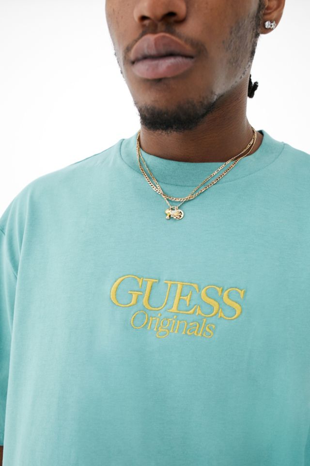 GUESS UO Exclusive Blue Logo T Shirt Urban Outfitters UK