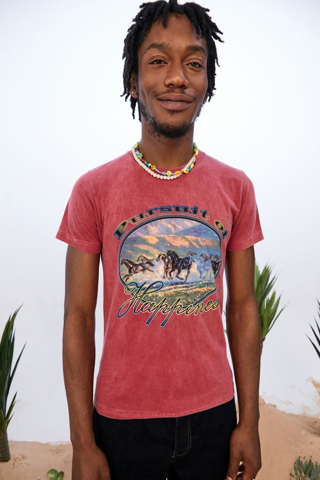 UO Washed Red Pursuit Of Happiness Shrunken TShirt Urban Outfitters UK
