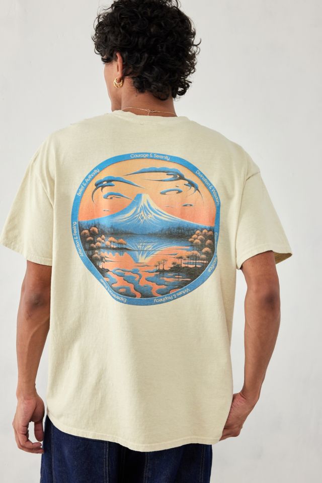 UO Ecru Mount Fuji T-Shirt | Urban Outfitters UK