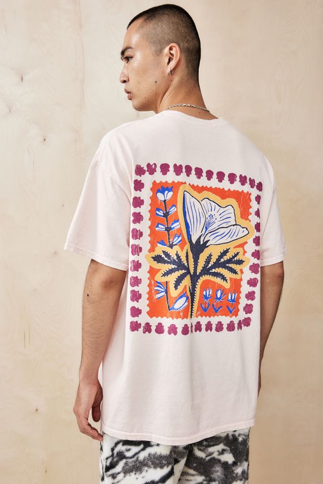 UO Pink Boarder Flower T-Shirt | Urban Outfitters UK