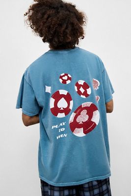UO Blaues Play To Win T-Shirt