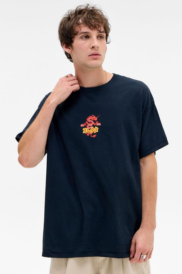 UO Schwarzes T-Shirt mit asiatischem Druck #3