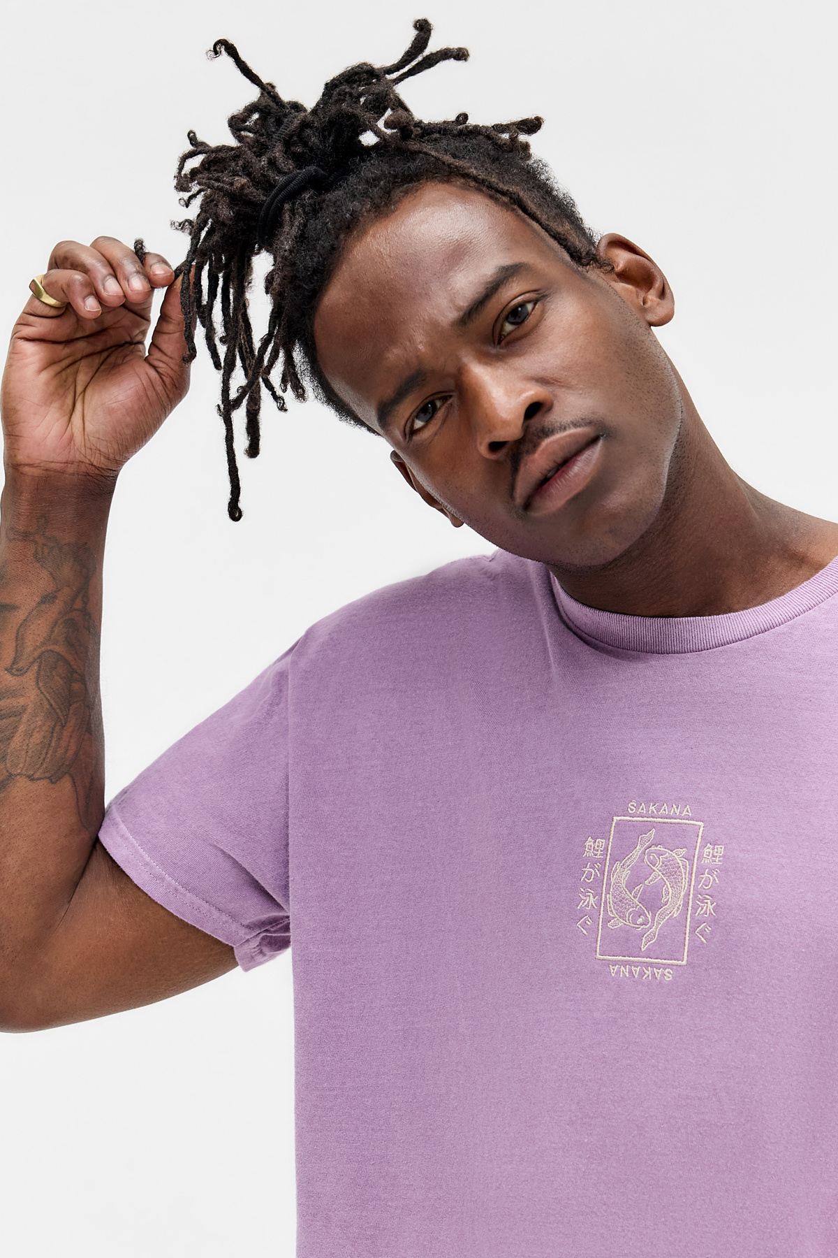 UO Purple Koi Fish Embroidered T-Shirt