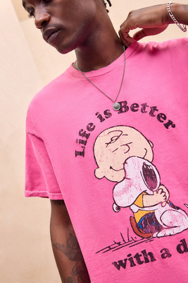 UO Pink Snoopy Friends T-Shirt Product Page