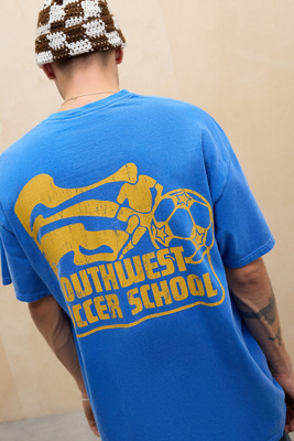 UO Southwest Soccer School T-Shirt - Blue 2XS at Urban Outfitters