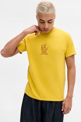 T-Shirt UO Gialla con Ricamo Type Of Vibe