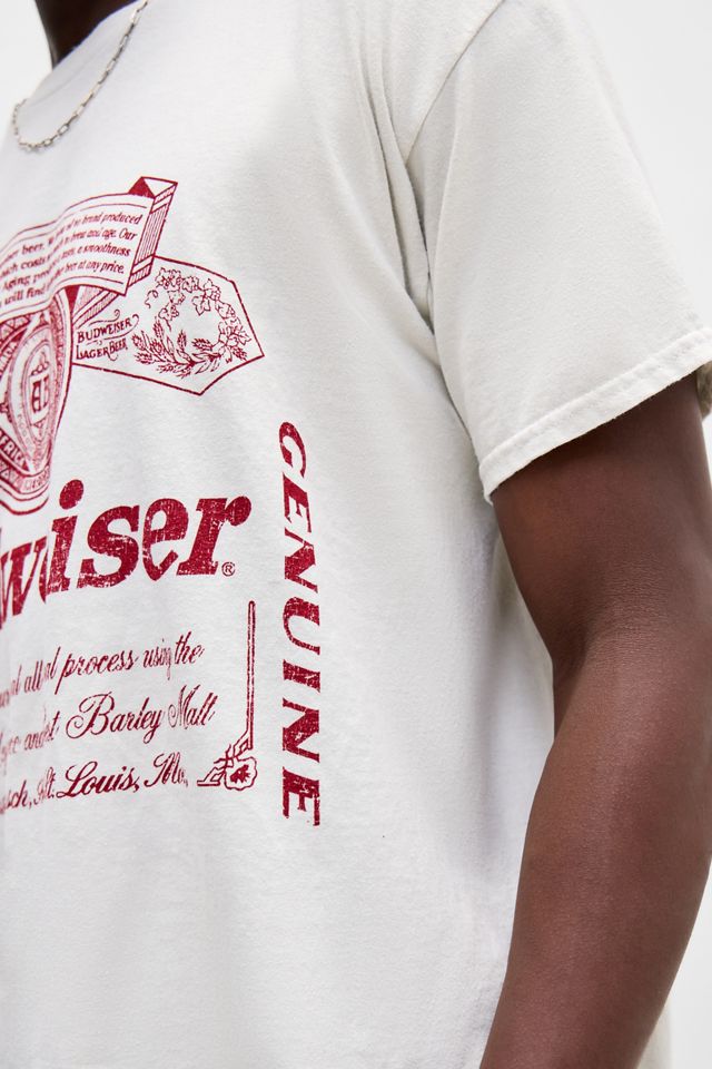 T-shirt graphique UO blanc avec logo script patrimoine Budweiser #3