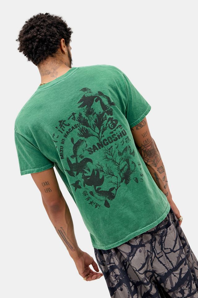 UO Grünes Sangoshi Fisch Grafik T-Shirt #1