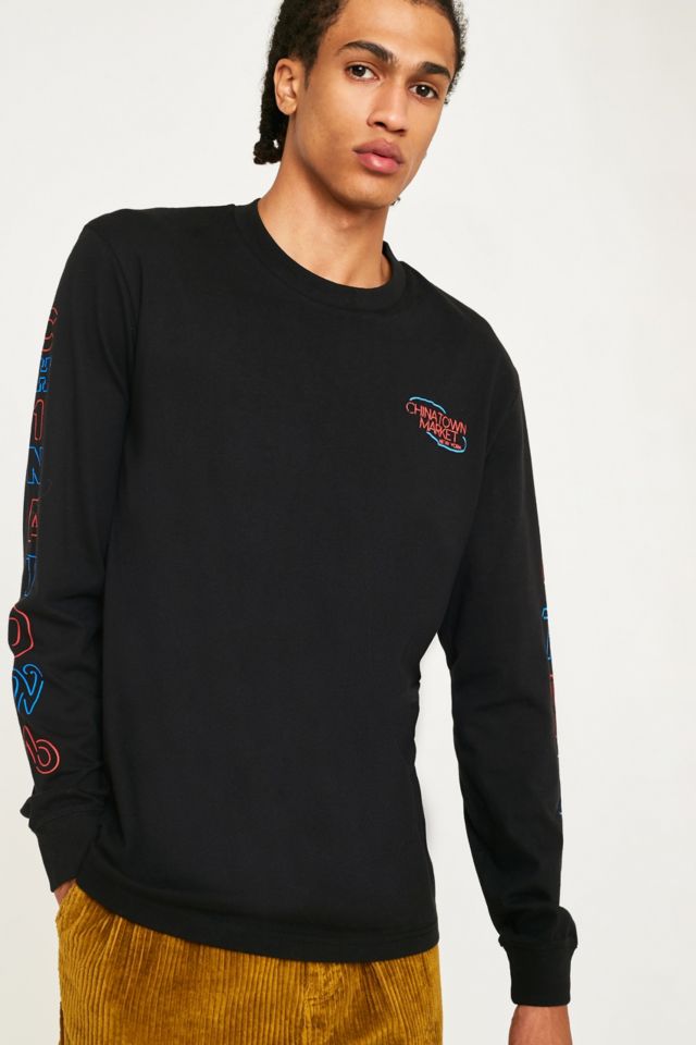 Chinatown Market Open Black Long-Sleeve T-Shirt | Urban Outfitters UK