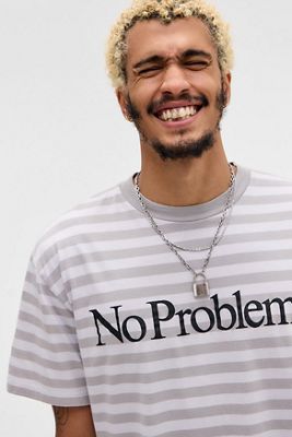 Camiseta de Manga Corta a Rayas No Problemo Gris