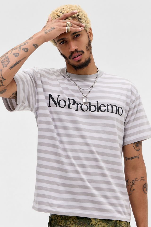 No Problemo Grey Striped Short Sleeve T-Shirt #2