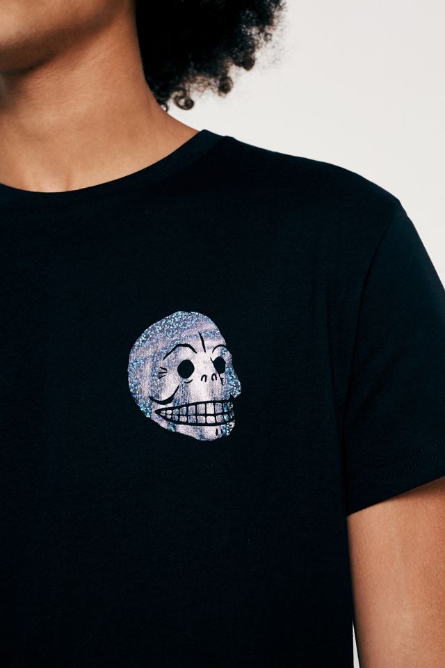 Cheap Monday Iridescent Skull Black Short-Sleeve T-Shirt #1