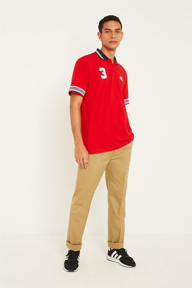 Umbro – Poloshirt in Rot mit Leiste aus 3 Knöpfen #2