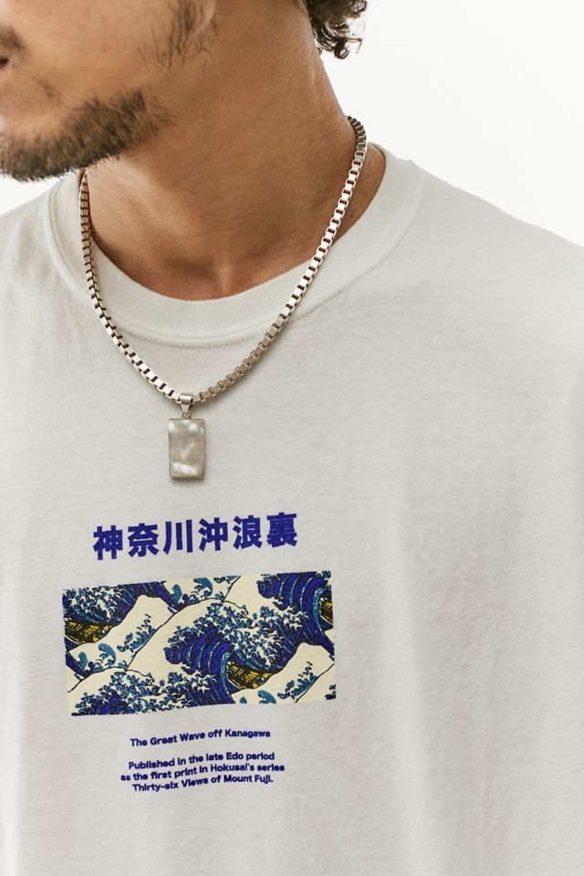 UO White Hokusai Poster T-Shirt #1