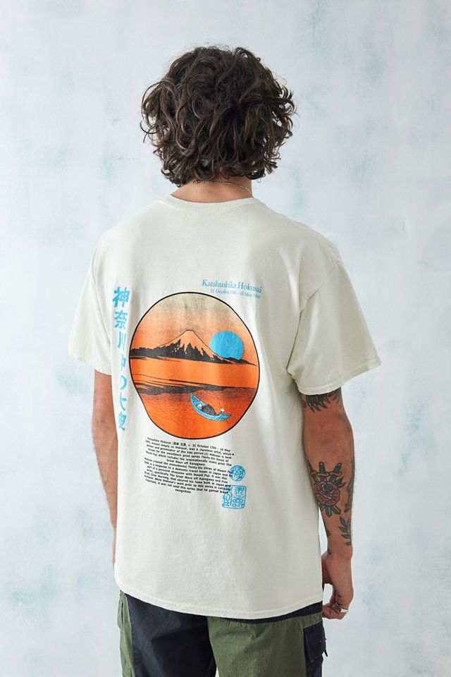 UO Überfärbtes Weißes Hokusai See Druck T-Shirt #4