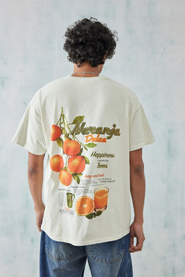white orange graphic tee