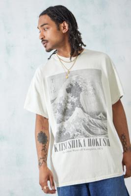 UO Tonal Ecru Hokusai T-Shirt | Urban Outfitters UK