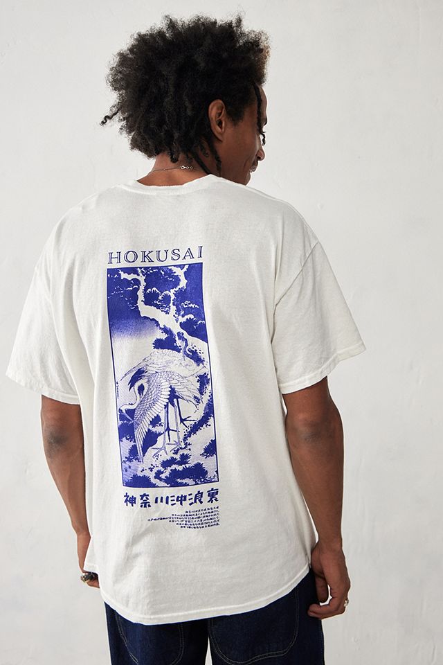 UO White Hokusai Crane T-Shirt | Urban Outfitters UK