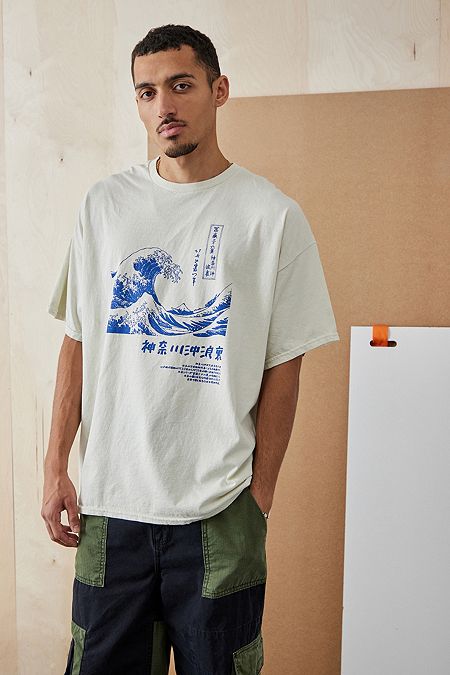 UO - T-shirt imprimé La Grande Vague écru