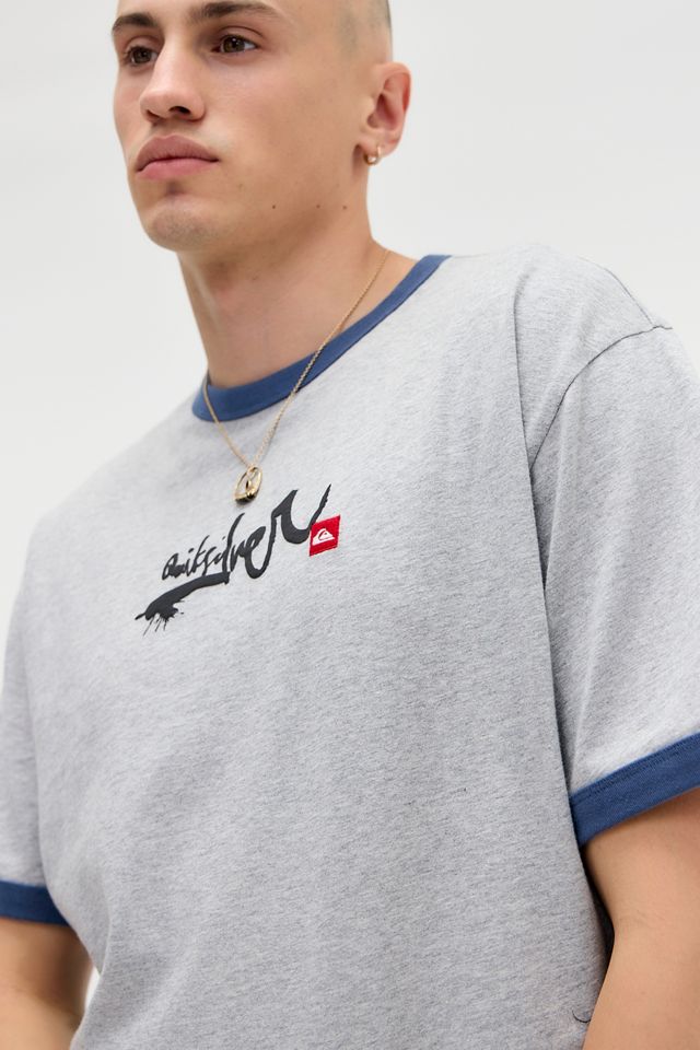 T-shirt à bords contrastants gris Quiksilver exclusif UO #1