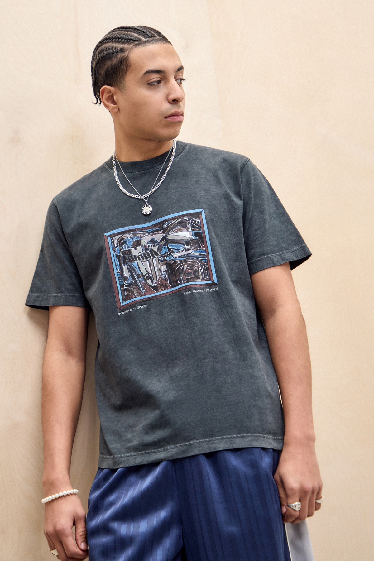 Temp Surf Co UO Exclusive Washed Black Paint T-Shirt