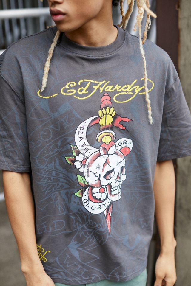 Ed Hardy T shirt Death Or Glor noir d lav exclusivit UO