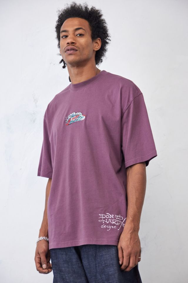 Ed Hardy UO Exclusive Purple Wave T-Shirt | Urban Outfitters UK