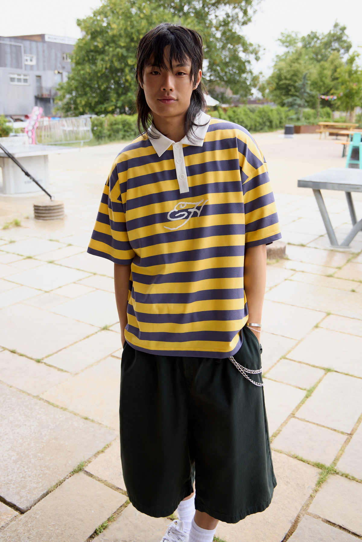 Ed Hardy UO Exclusive Yellow Rose Stripe Top