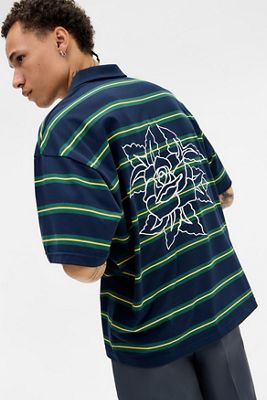 Ed Hardy UO Exclusive Navy Rose Stripe Top