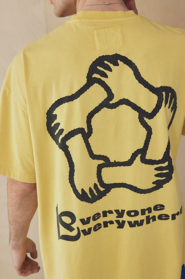 Raised Yellow Everyone Everywhere T-Shirt | Urban Outfitters UK