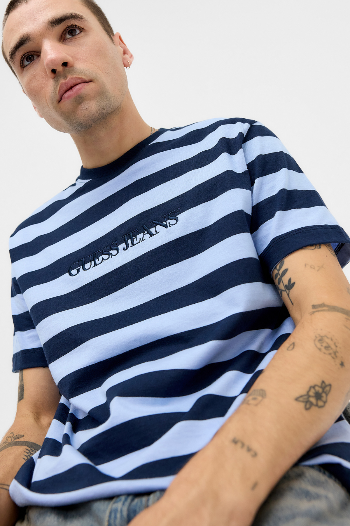 Guess Jeans Ocean Blue Striped T-Shirt