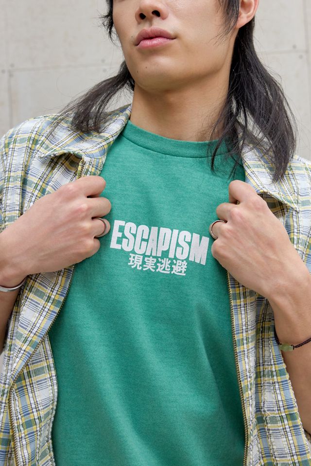 T-Shirt UO Green Escapism Plane #3