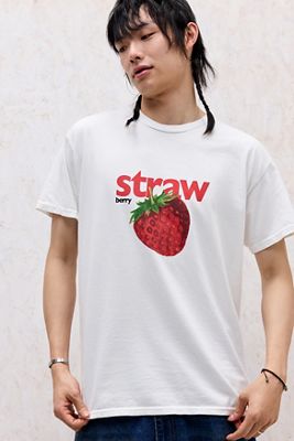 UO Weißes Erdbeer-T-Shirt