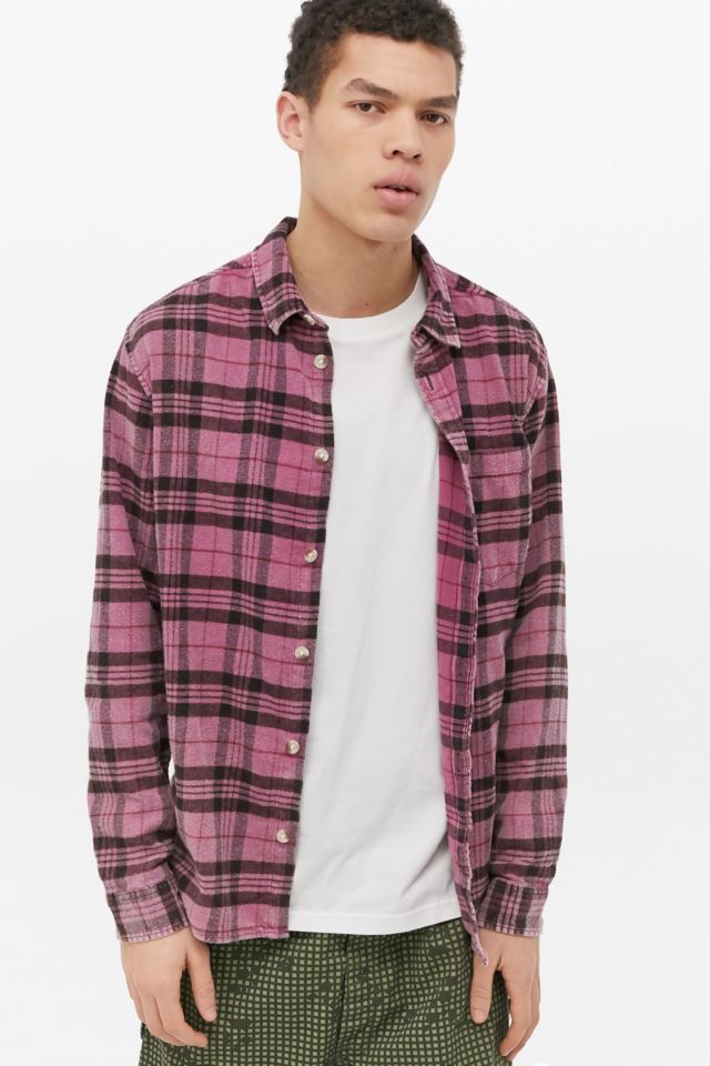 UO Overdyed Pickled Beet Checked Shirt | Urban Outfitters UK