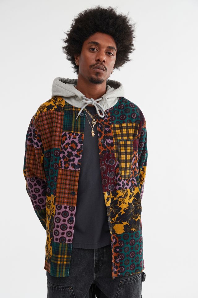 UO Hooded Patterned Corduroy Overshirt | Urban Outfitters UK