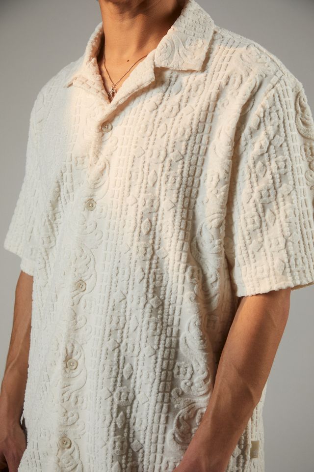 Camisa Jacquard de Botones Blanca UO #4