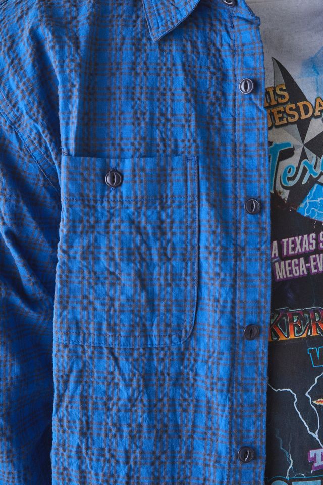 Chemise à manches longues à carreaux texturés bleus BDG #3