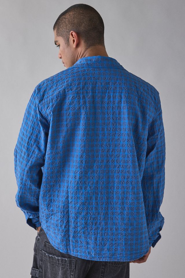 Chemise à manches longues à carreaux texturés bleus BDG #4