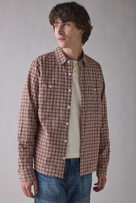 Camicia a Maniche Lunghe a Quadri Testurizzata Marrone BDG