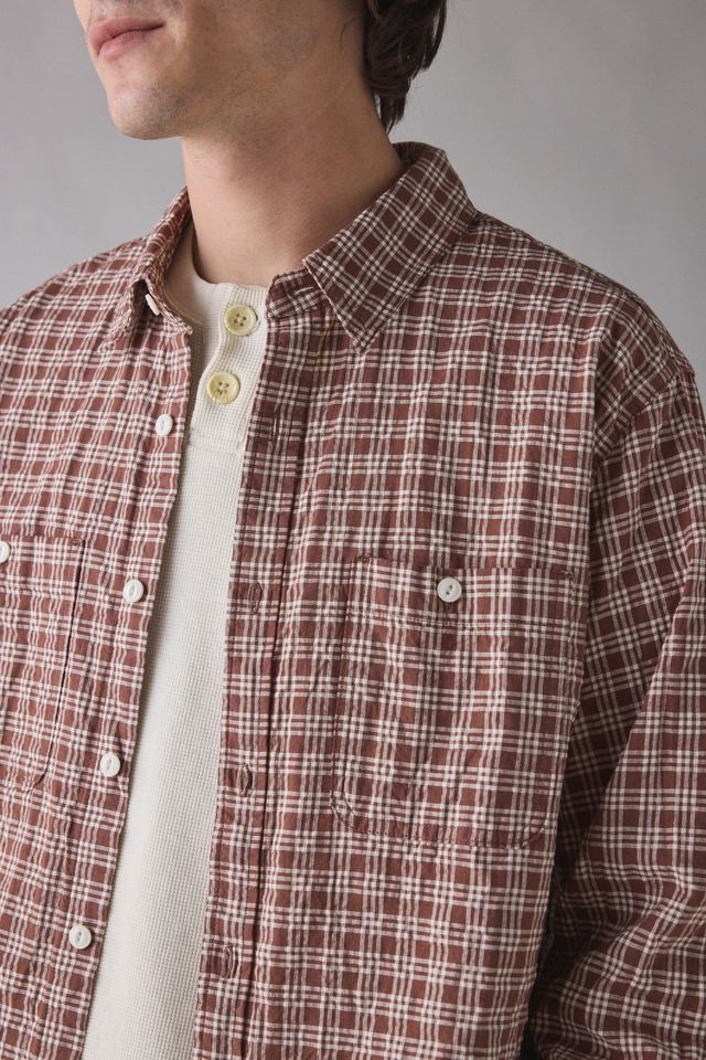 Camisa de Manga Larga a Cuadros Texturizados Marrón BDG #2