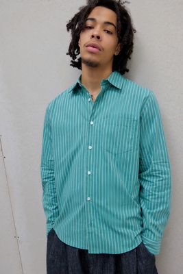 Camicia in Popeline a Righe Turchesi UO