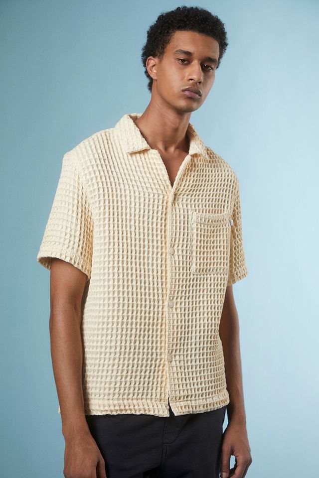 Standard Cloth Ecru Short Sleeve Waffle Shirt Urban Outfitters UK